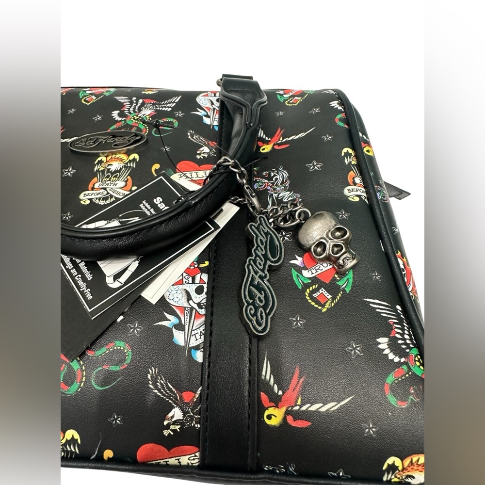 Ed Hardy Tiger Snake Eagle Print Convertible Crossbody /Tote- NWT - Picture 6 of 7